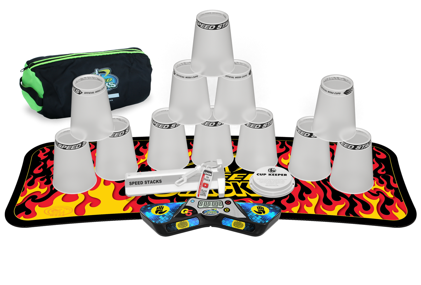 Speed Stacks Pro Series Sport Stacking Set with G5 Timer & Mat | Official WSSA Competition Cups | 12 Professional Speed Cups for Kids & Adults