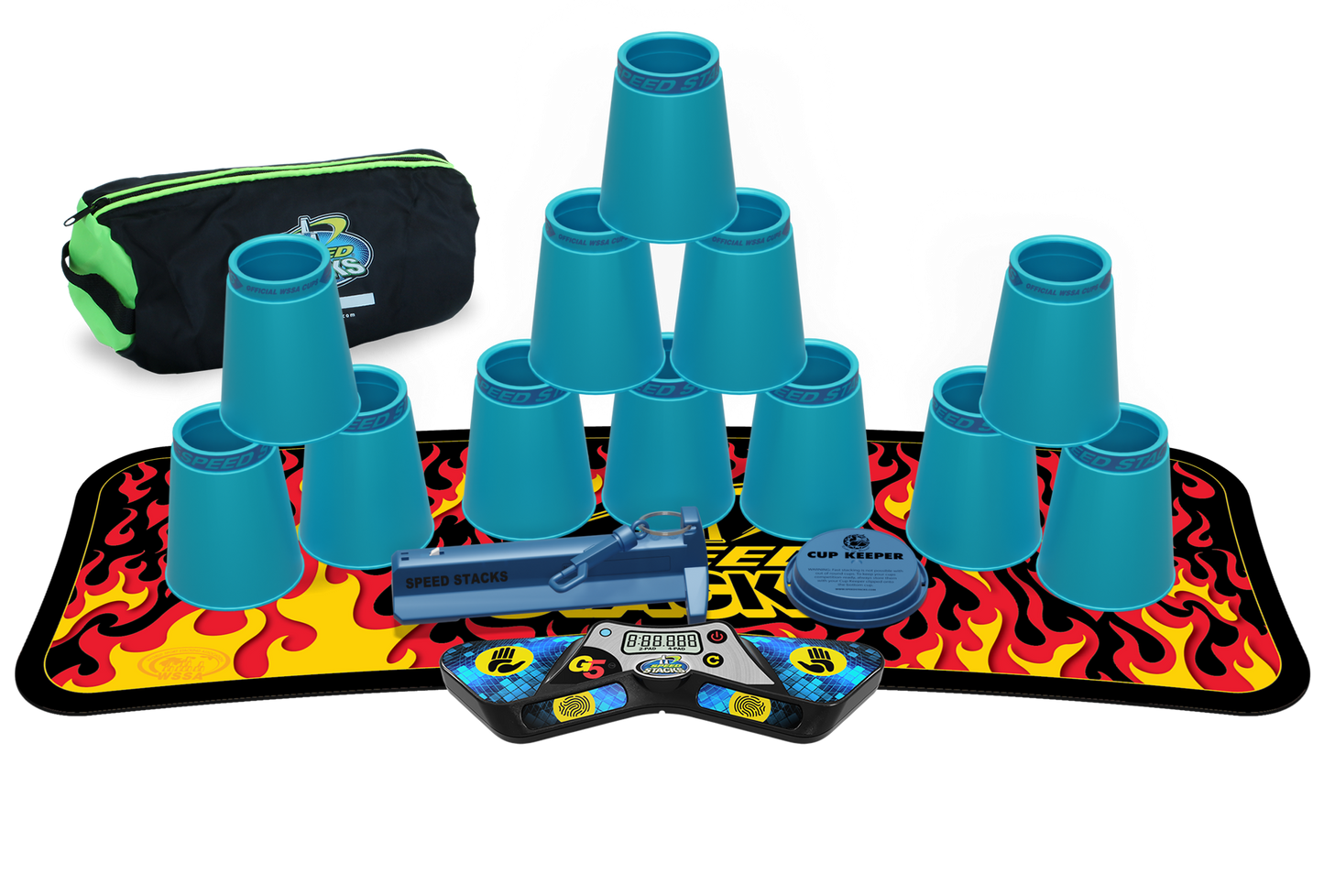 Speed Stacks Pro Series Sport Stacking Set with G5 Timer & Mat | Official WSSA Competition Cups | 12 Professional Speed Cups for Kids & Adults