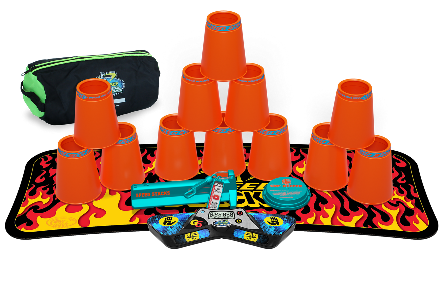 Speed Stacks Pro Series Sport Stacking Set with G5 Timer & Mat | Official WSSA Competition Cups | 12 Professional Speed Cups for Kids & Adults