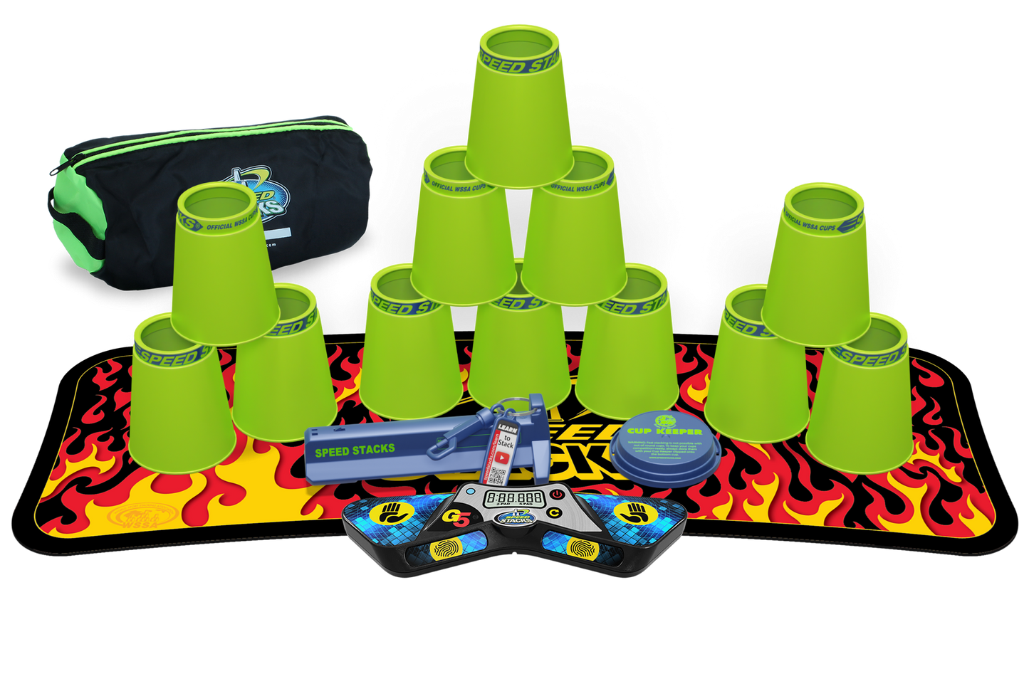 Speed Stacks Pro Series Sport Stacking Set with G5 Timer & Mat | Official WSSA Competition Cups | 12 Professional Speed Cups for Kids & Adults