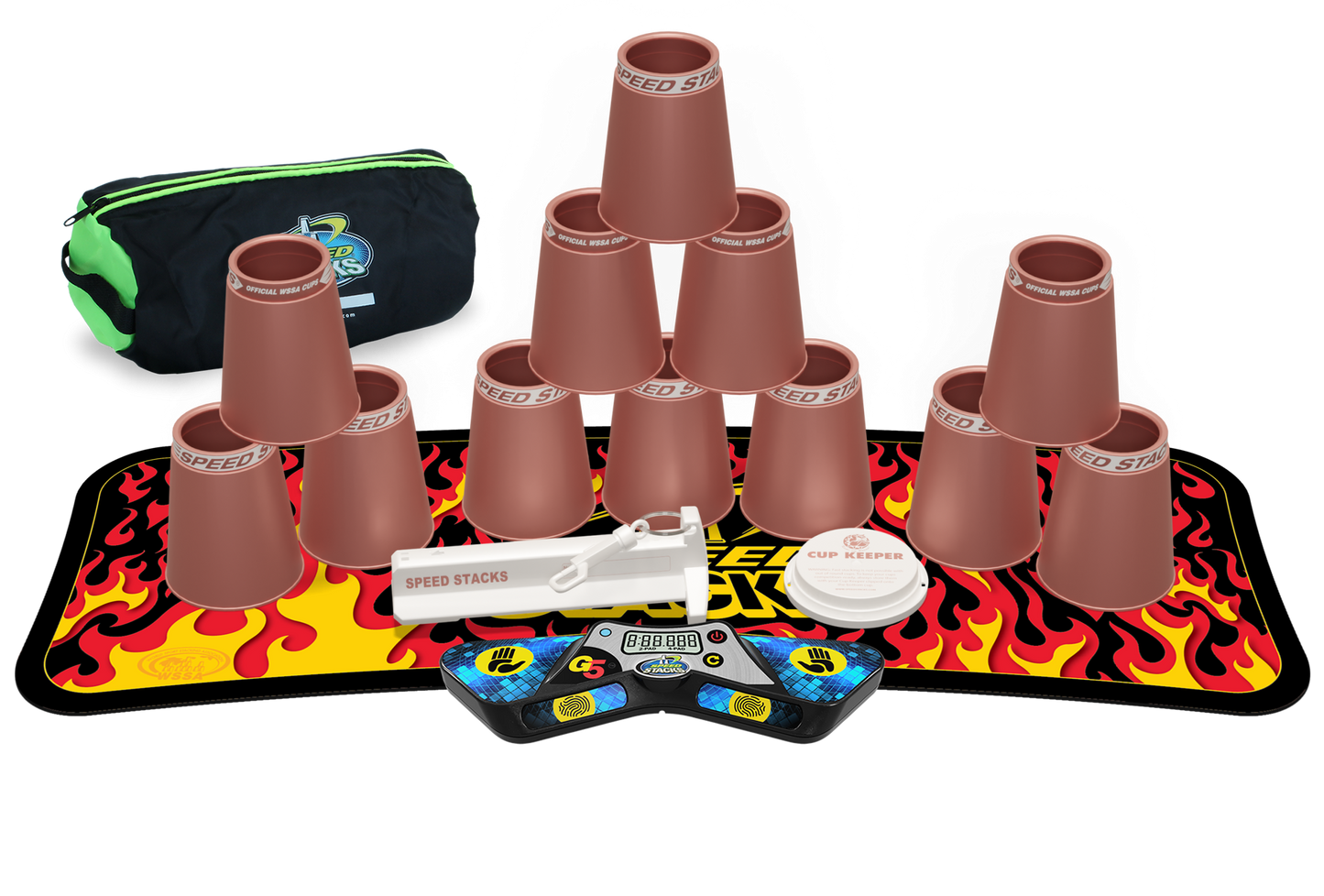 Speed Stacks Pro Series Sport Stacking Set with G5 Timer & Mat | Official WSSA Competition Cups | 12 Professional Speed Cups for Kids & Adults