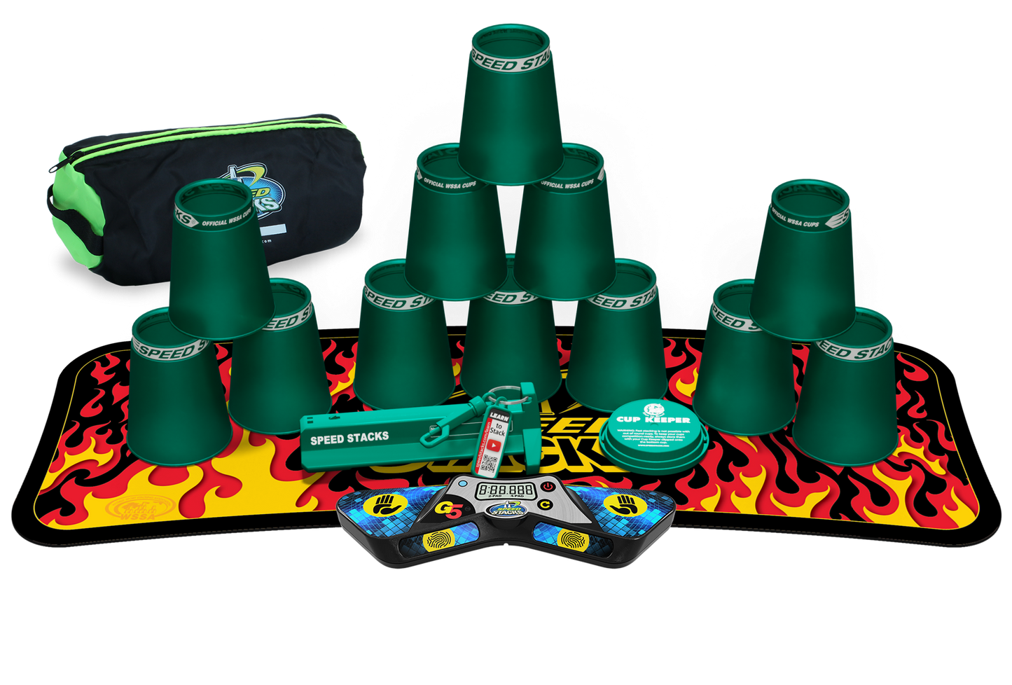 Speed Stacks Pro Series Sport Stacking Set with G5 Timer & Mat | Official WSSA Competition Cups | 12 Professional Speed Cups for Kids & Adults