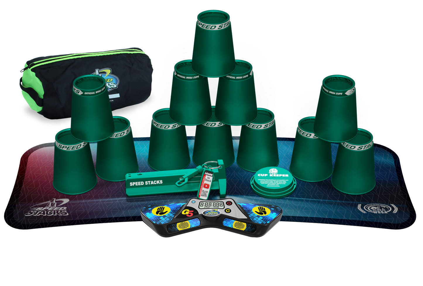 Speed Stacks Pro Series Sport Stacking Set with G5 Timer & Mat | Official WSSA Competition Cups | 12 Professional Speed Cups for Kids & Adults