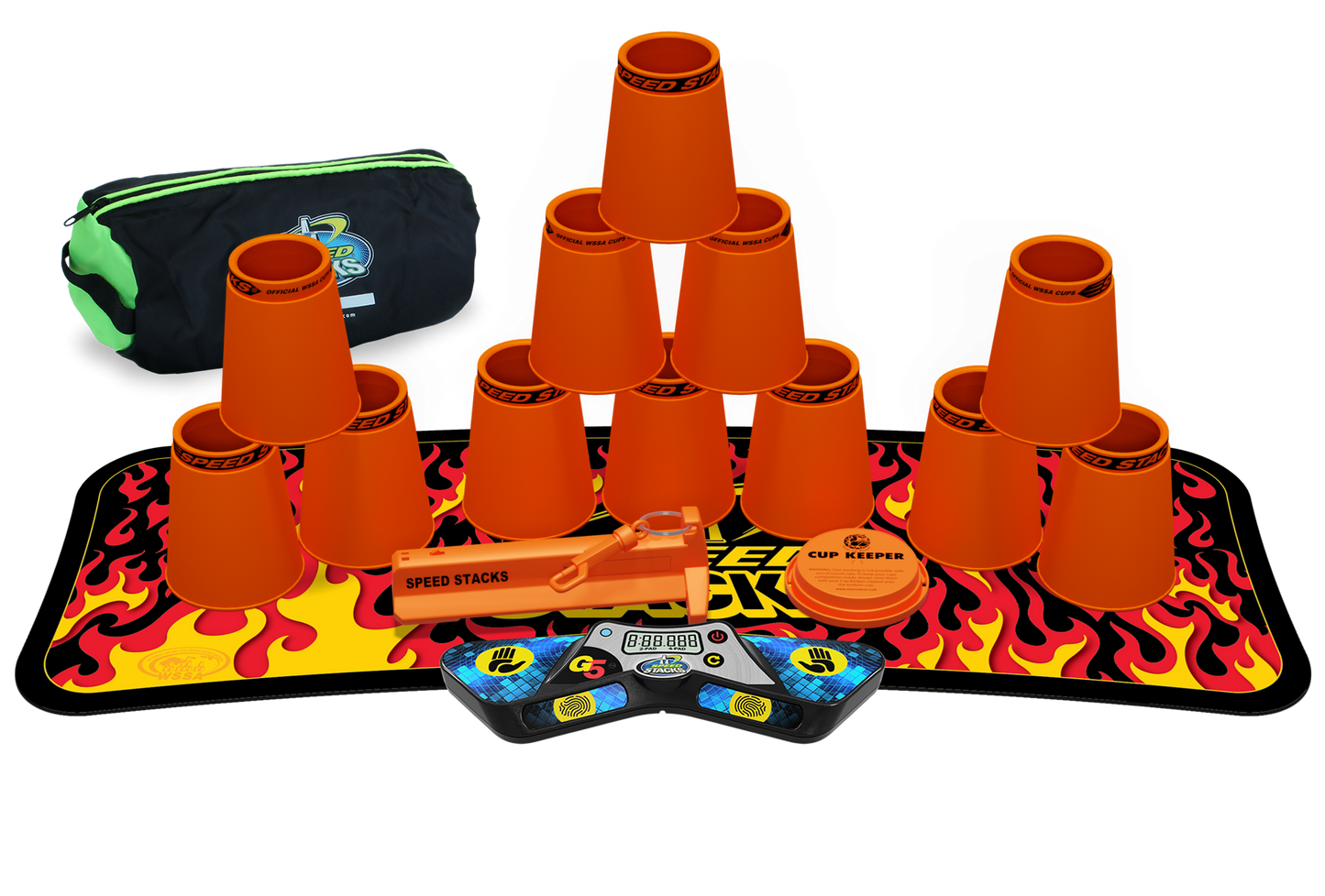 Speed Stacks Pro Series Sport Stacking Set with G5 Timer & Mat | Official WSSA Competition Cups | 12 Professional Speed Cups for Kids & Adults